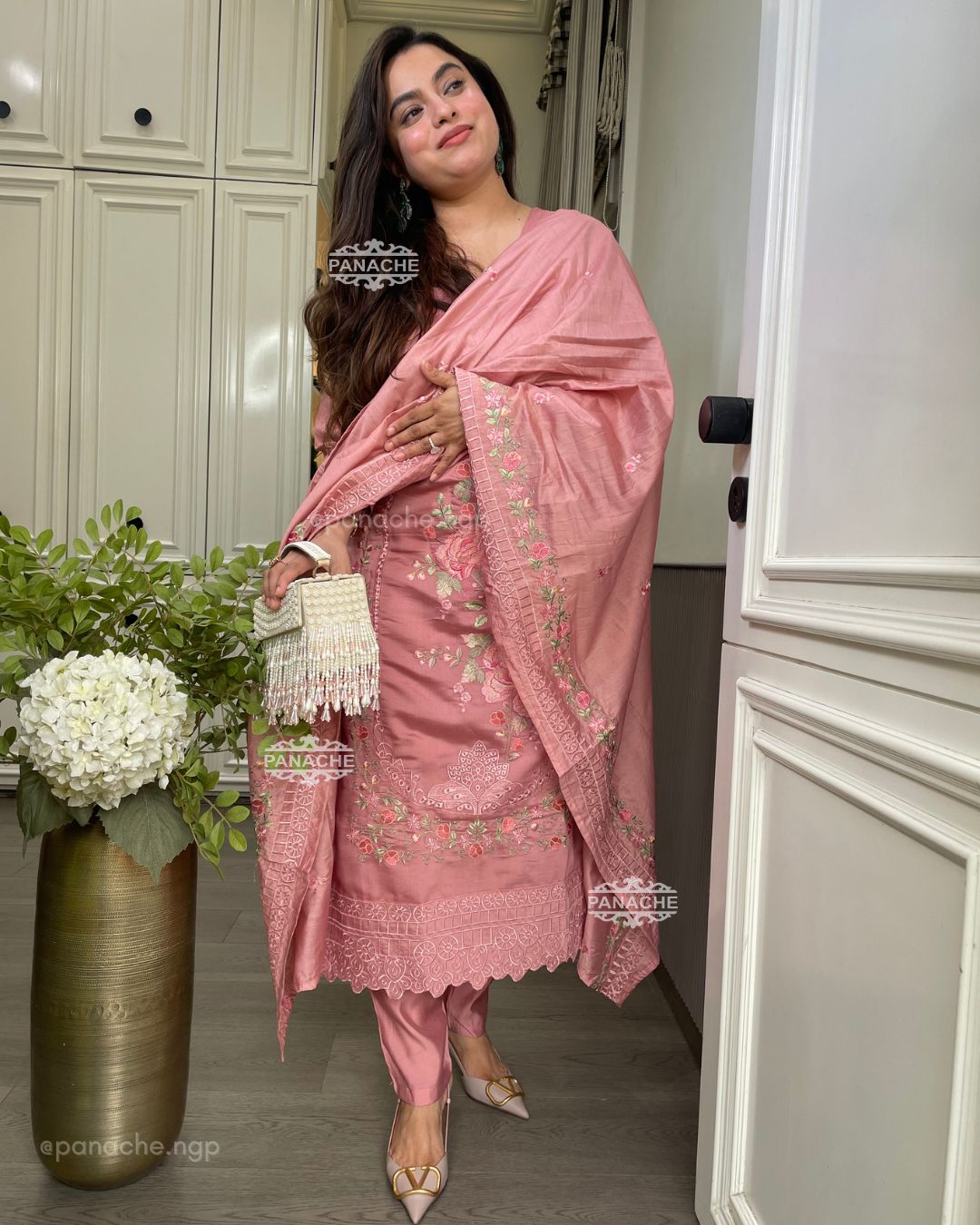 Karachi rose pink suit set