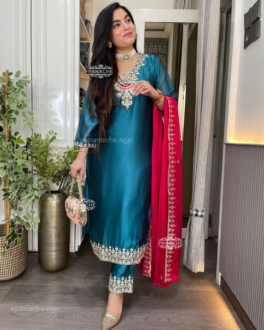 Firoza embroidered set