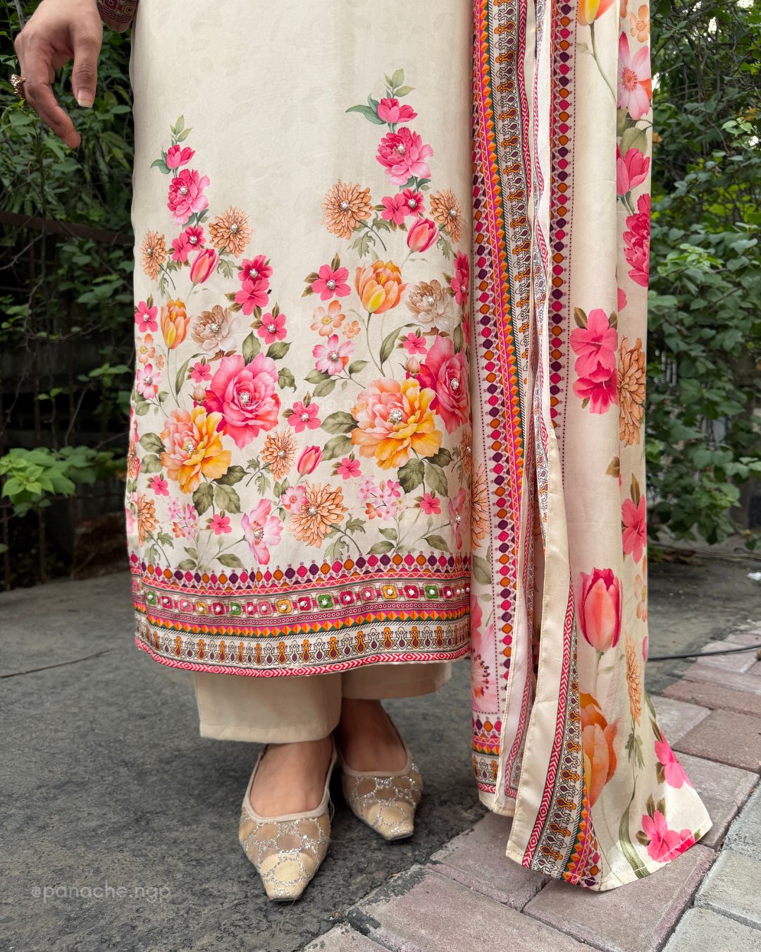 Ivory floral suit set