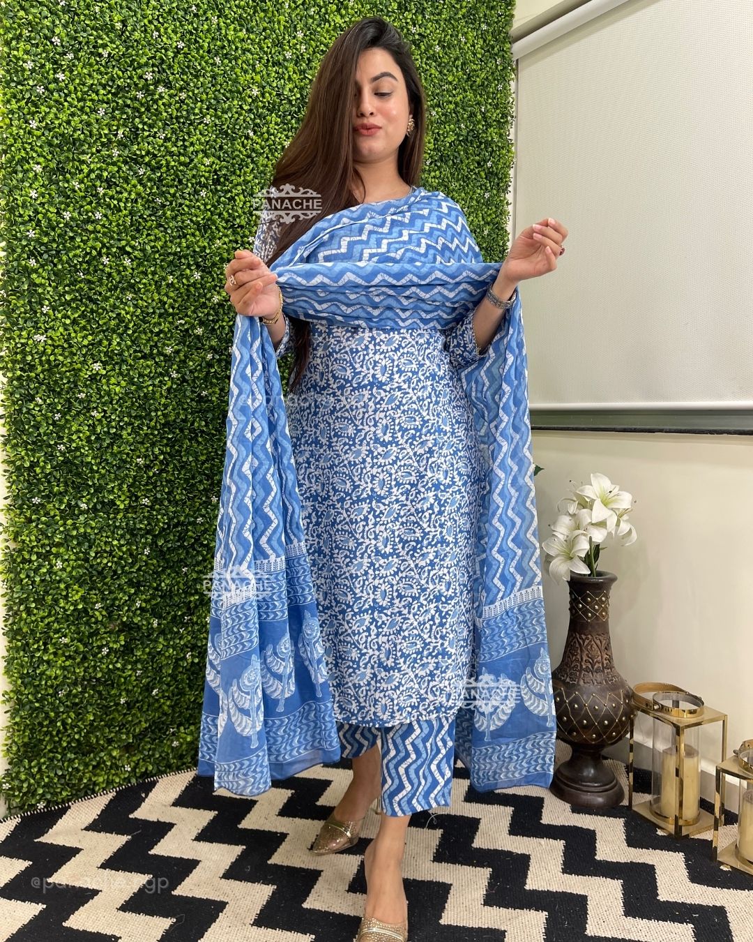 Ice blue Print on print set