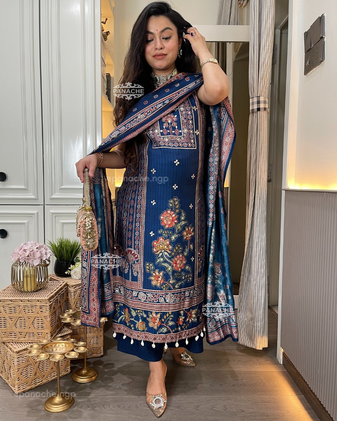 Muslin print on print shells suit