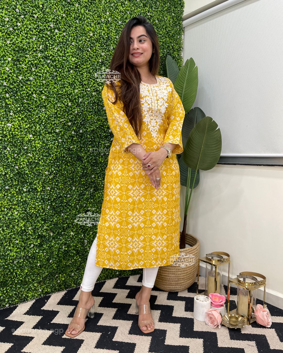 Ikkat Dailywear thread work kurtis in muslin