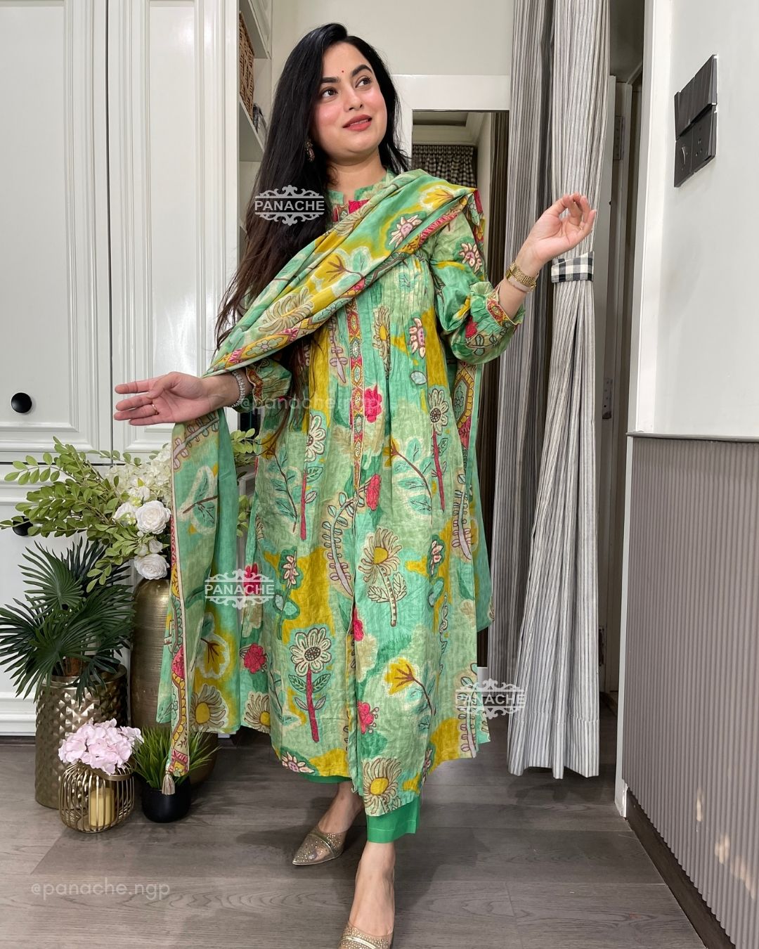 Mul cotton floral semiformal suit set