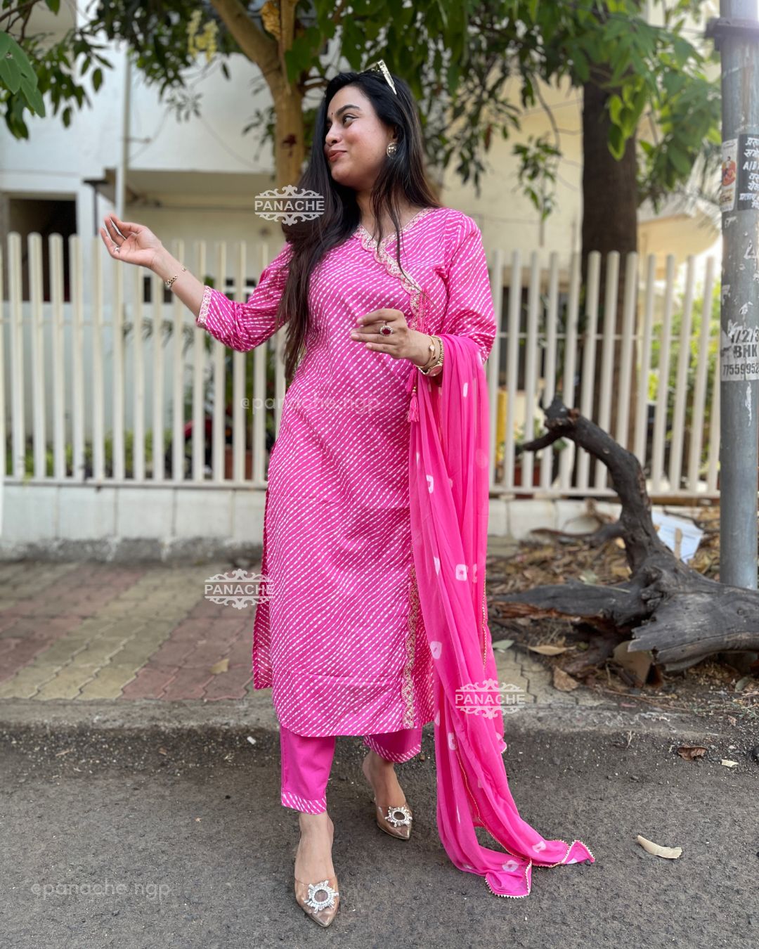 Angrakha Cotton leheriyan set