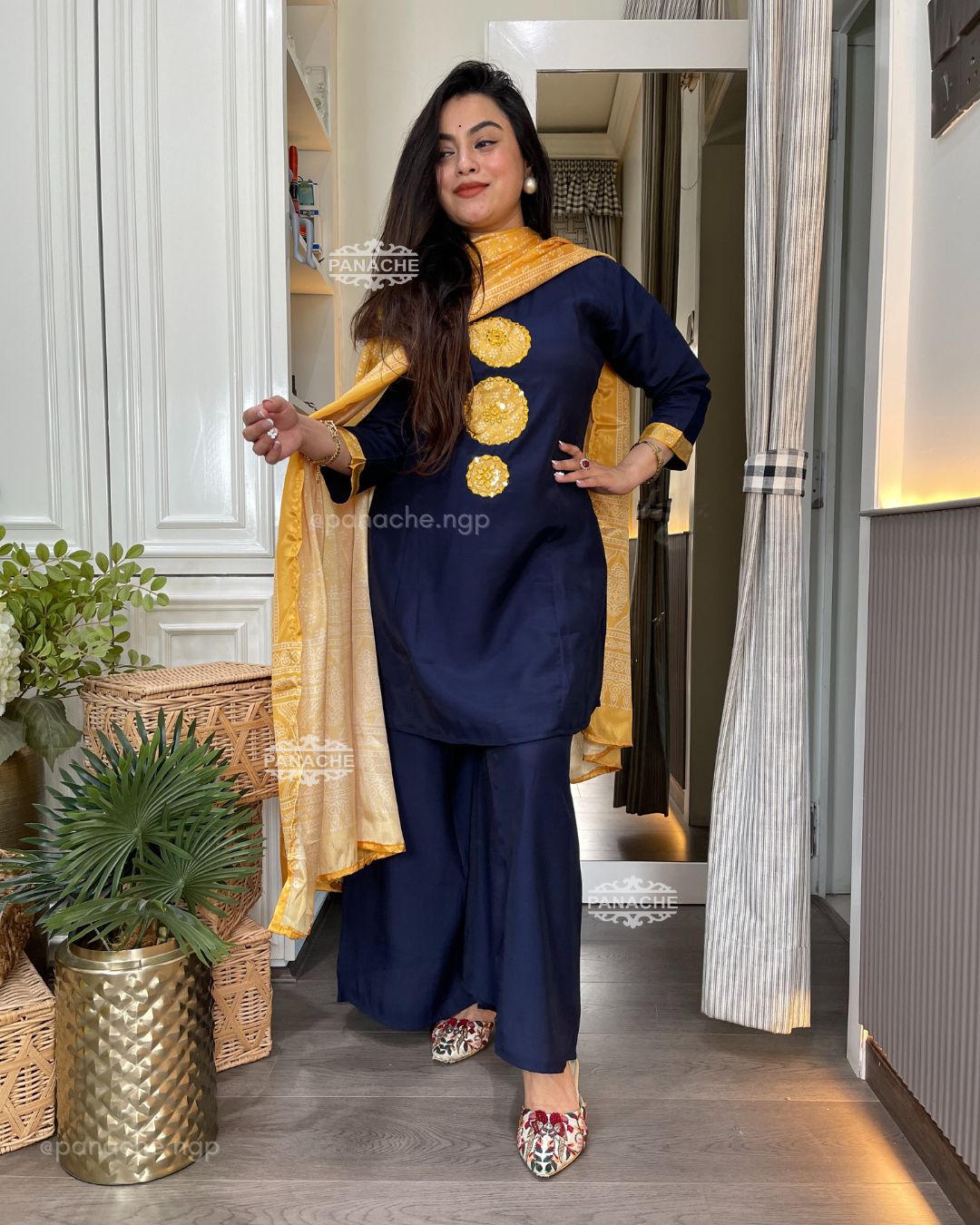 Indigo bright bandhani gajji set