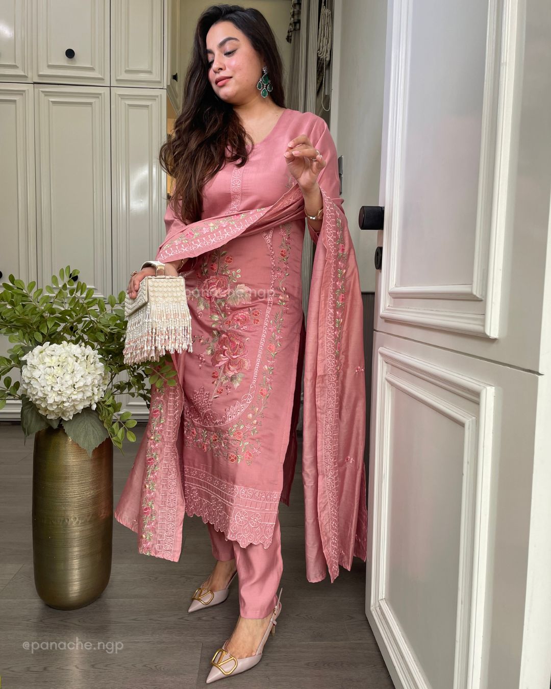 Karachi rose pink suit set