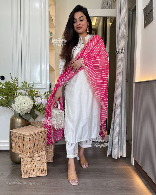 Mirror work leheriyan set