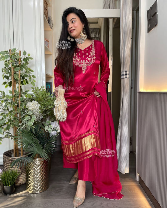 Bright gajji suit set