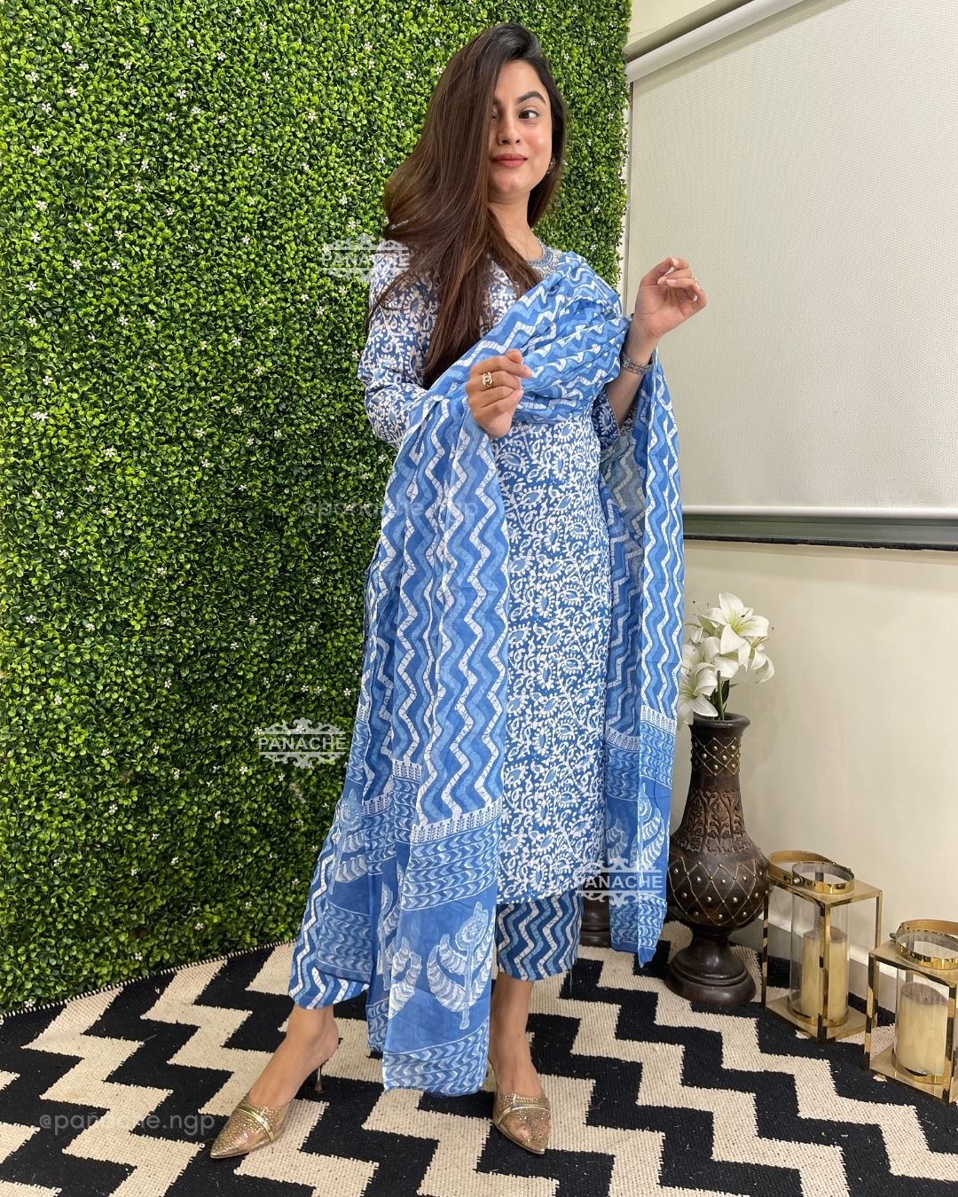 Ice blue Print on print set