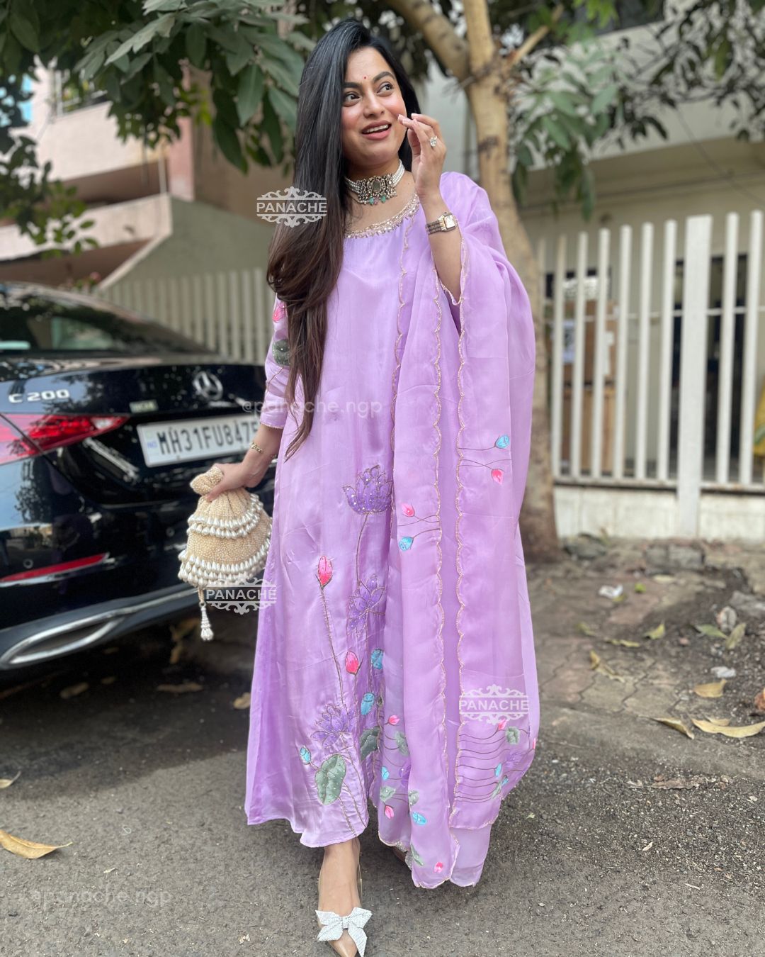 Winter lilac HANDPAINTED suit