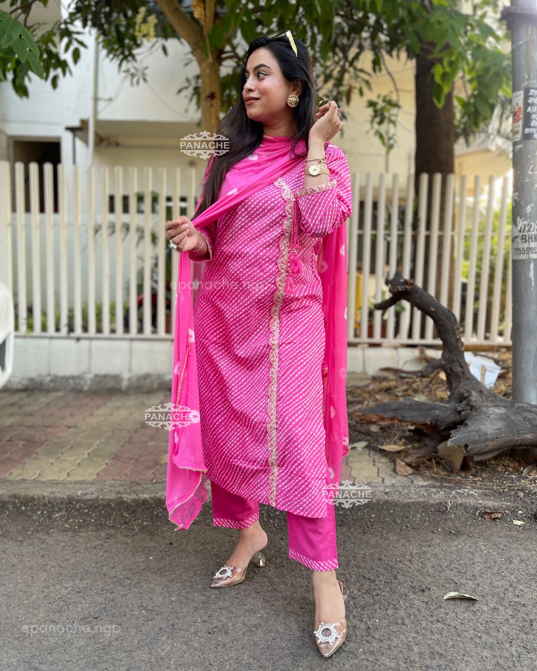 Angrakha Cotton leheriyan set