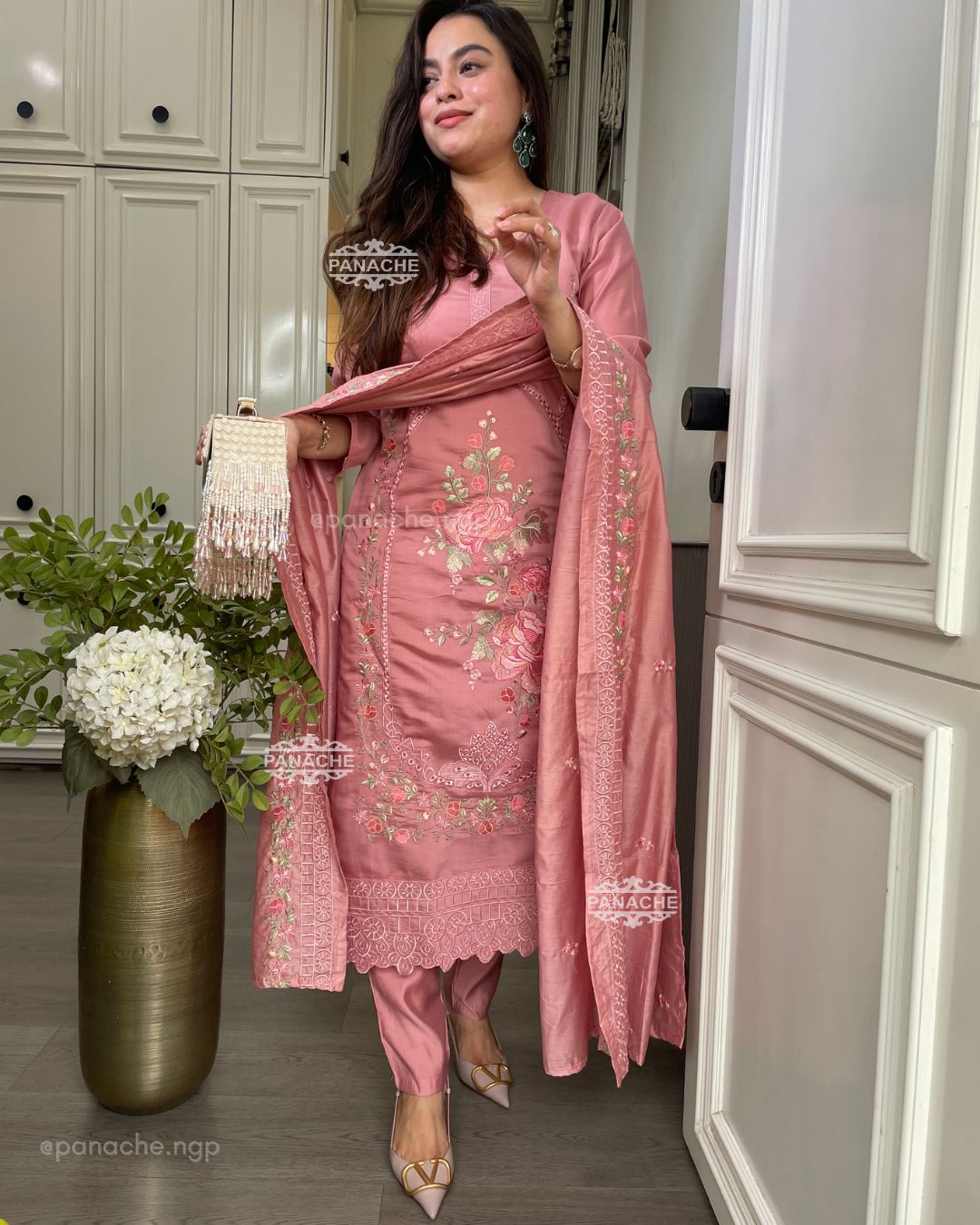 Karachi rose pink suit set