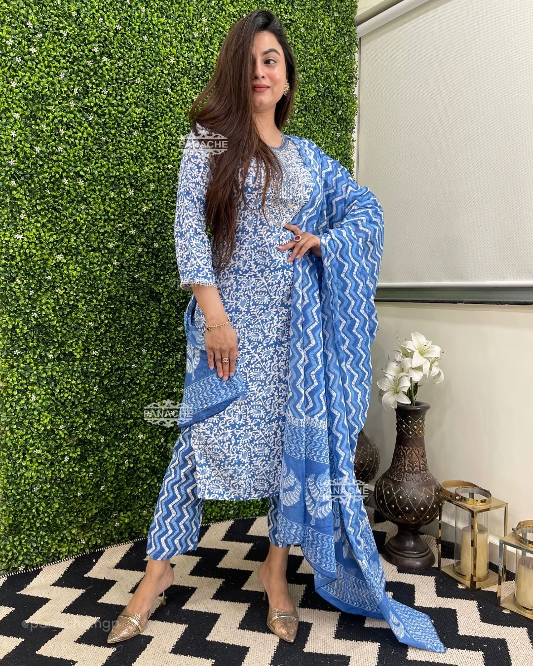 Ice blue Print on print set