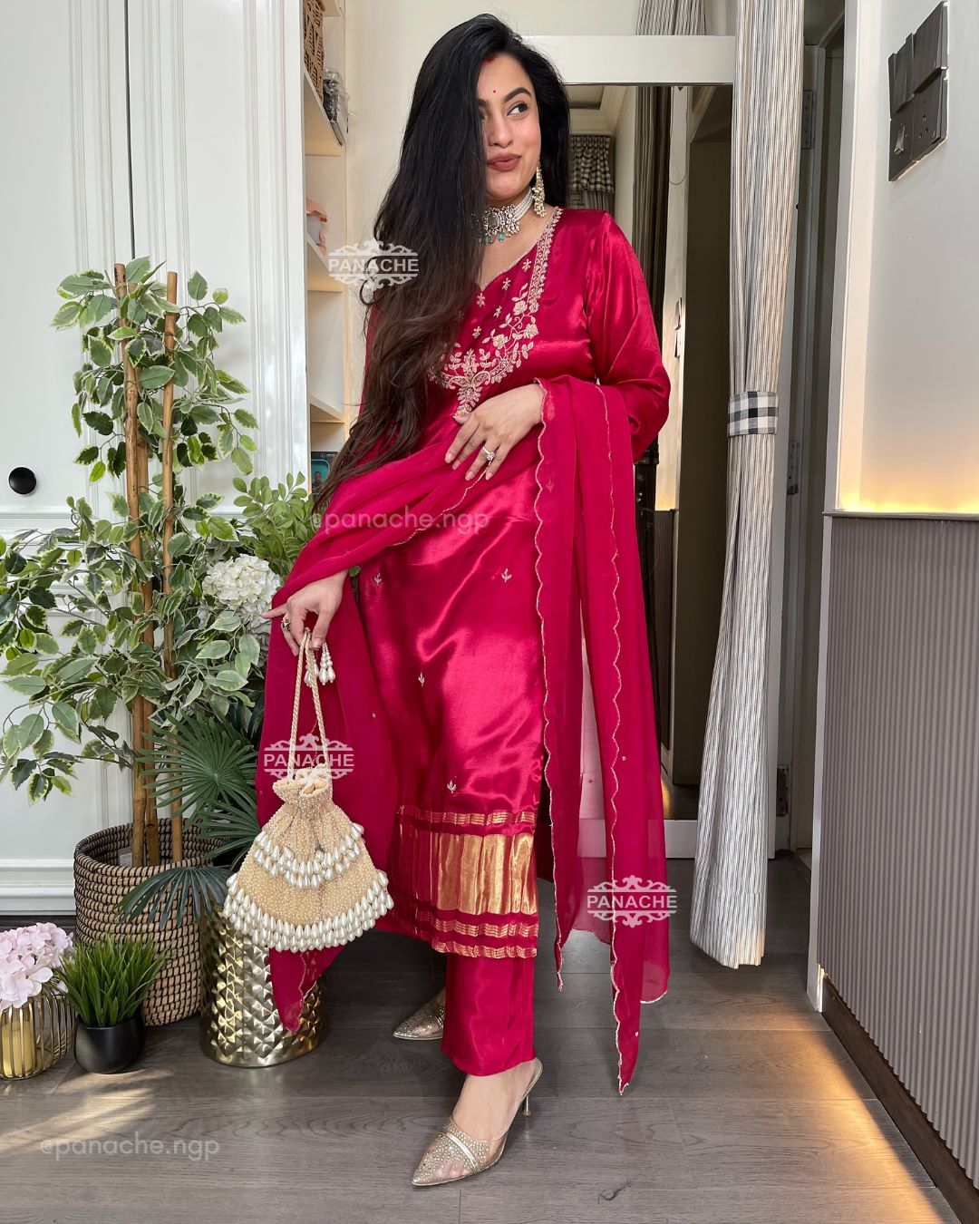 Bright gajji suit set