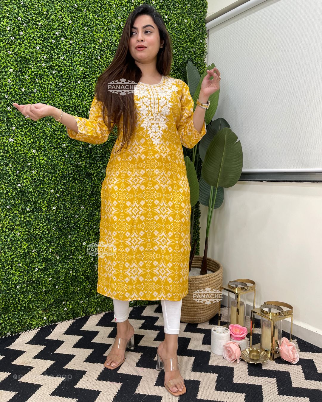 Ikkat Dailywear thread work kurtis in muslin