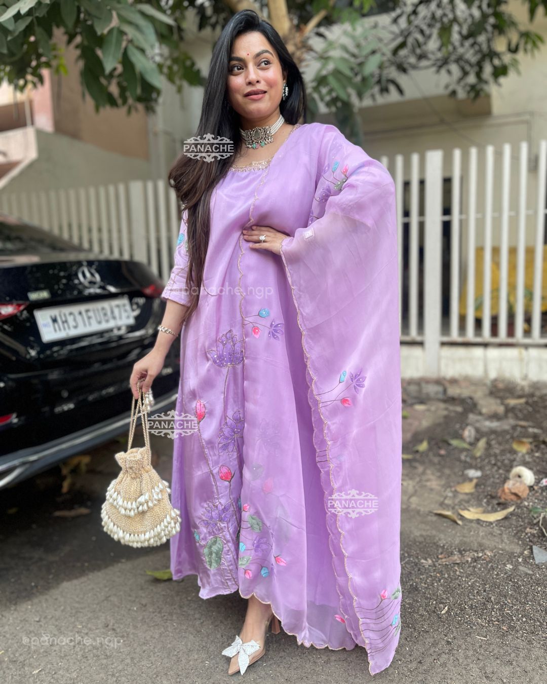 Winter lilac HANDPAINTED suit