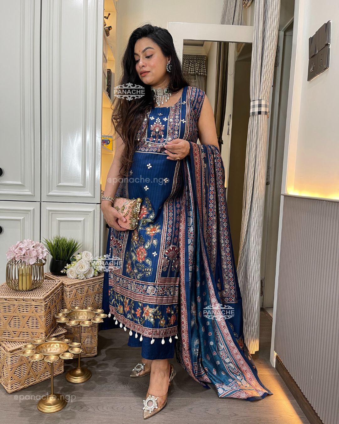 Muslin print on print shells suit