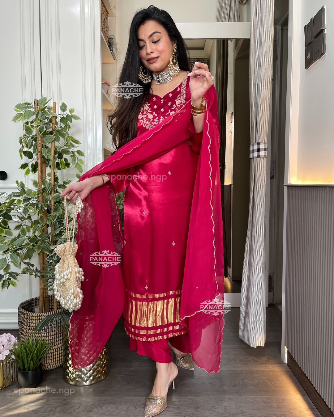 Bright gajji suit set