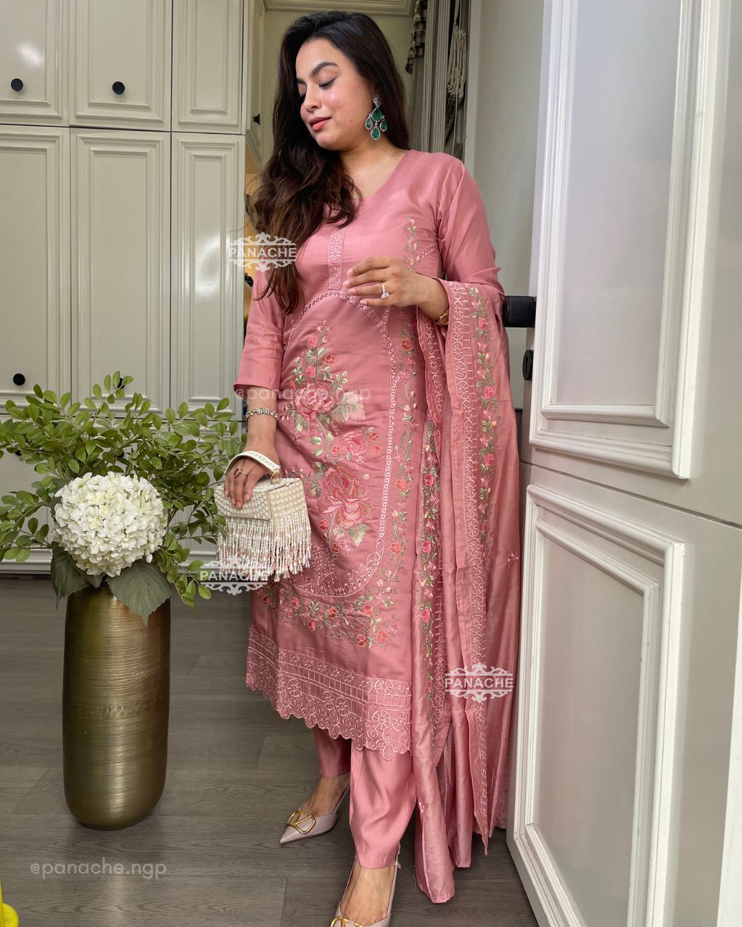 Karachi rose pink suit set