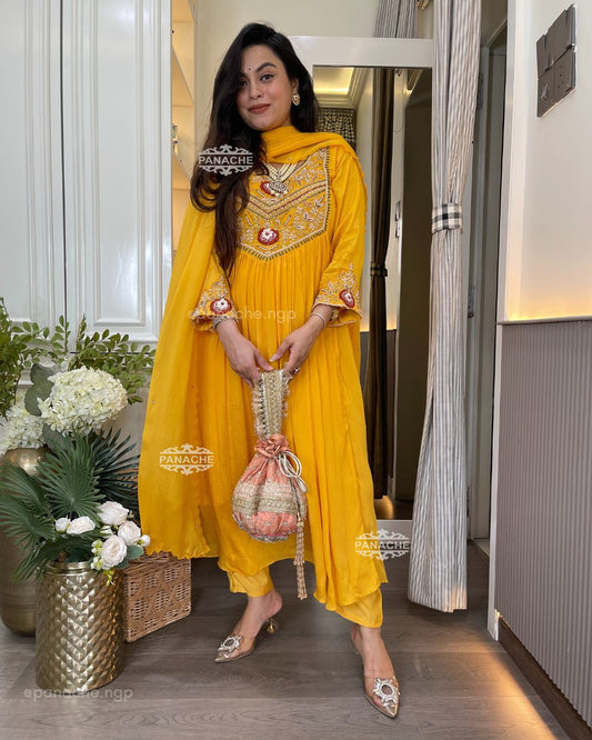 Turmeric yellow kurta pant set