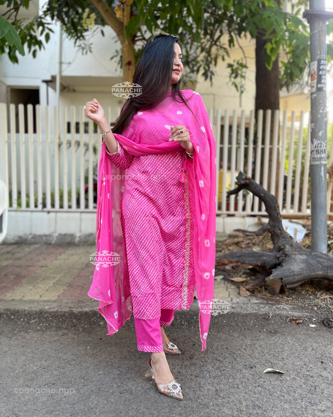 Angrakha Cotton leheriyan set