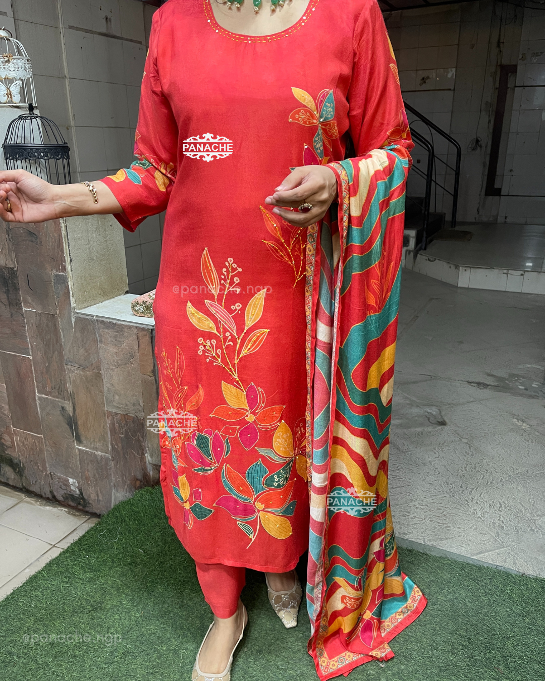 Print on print orange blossom set