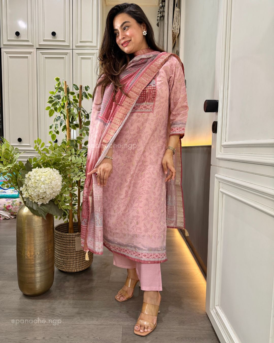 Semi formal pink suit set