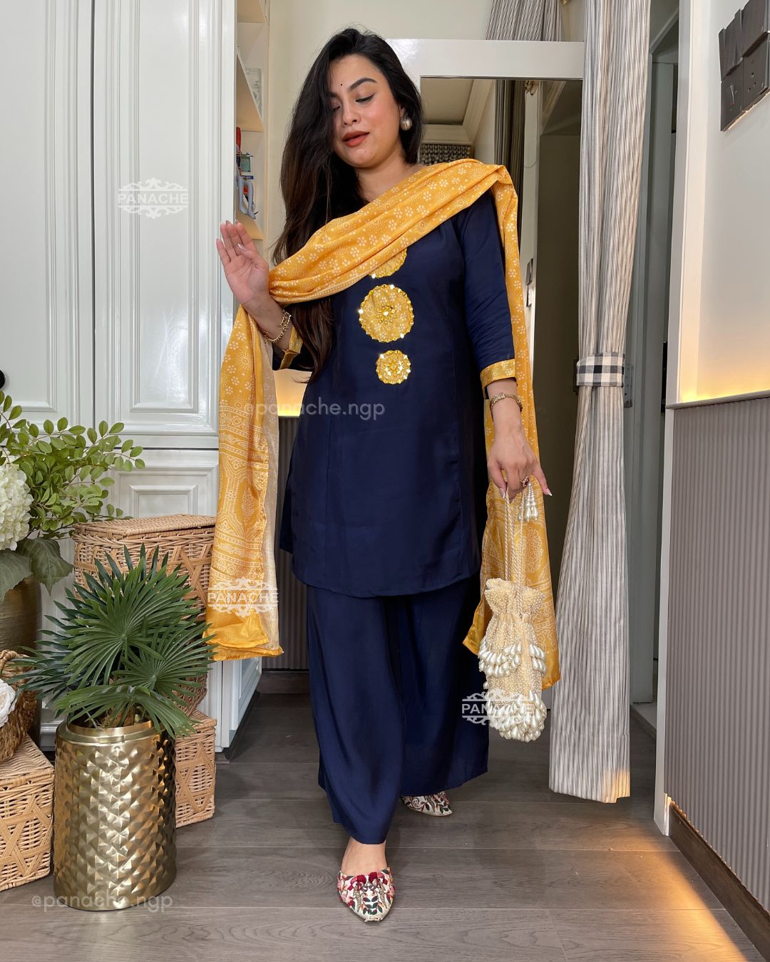 Indigo bright bandhani gajji set