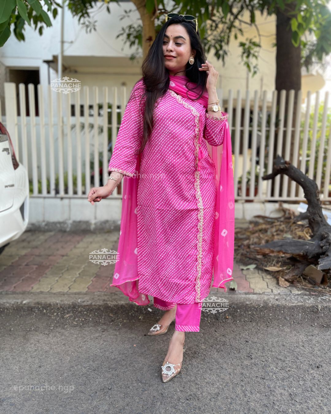 Angrakha Cotton leheriyan set