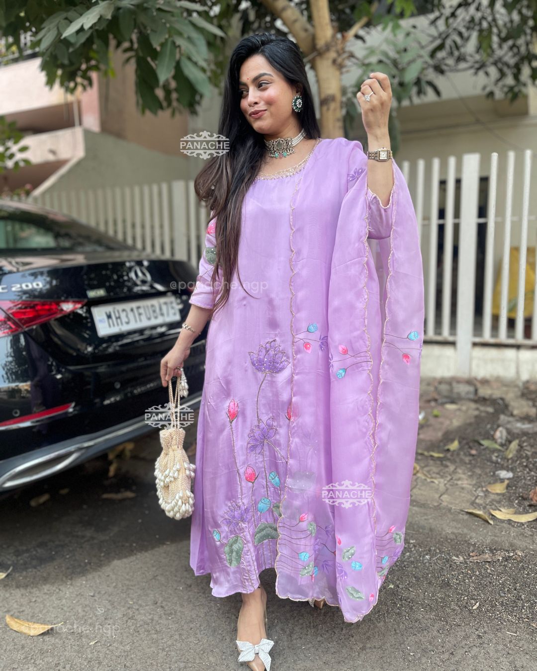 Winter lilac HANDPAINTED suit