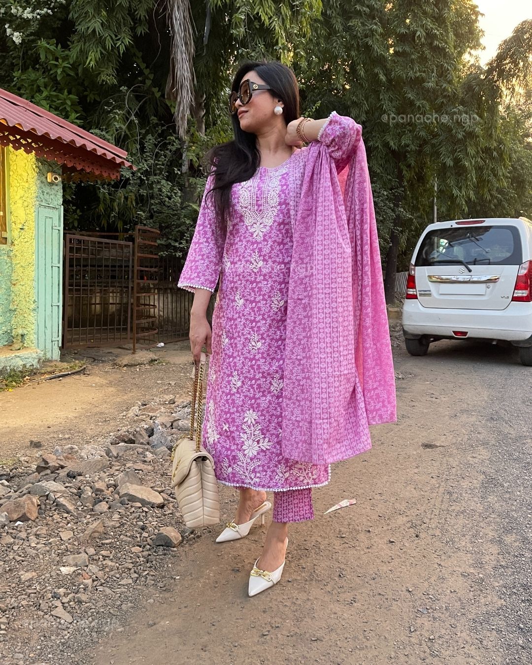 Lucknowi kurta pant dupatta