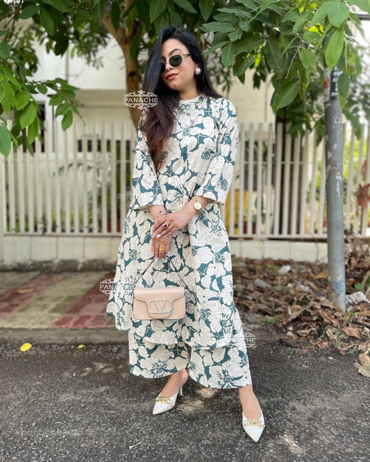 Print on print floral coord set