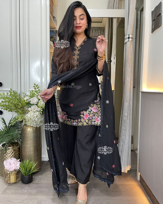 Monochrome twist suit set