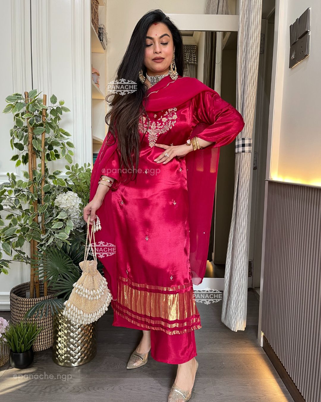 Bright gajji suit set