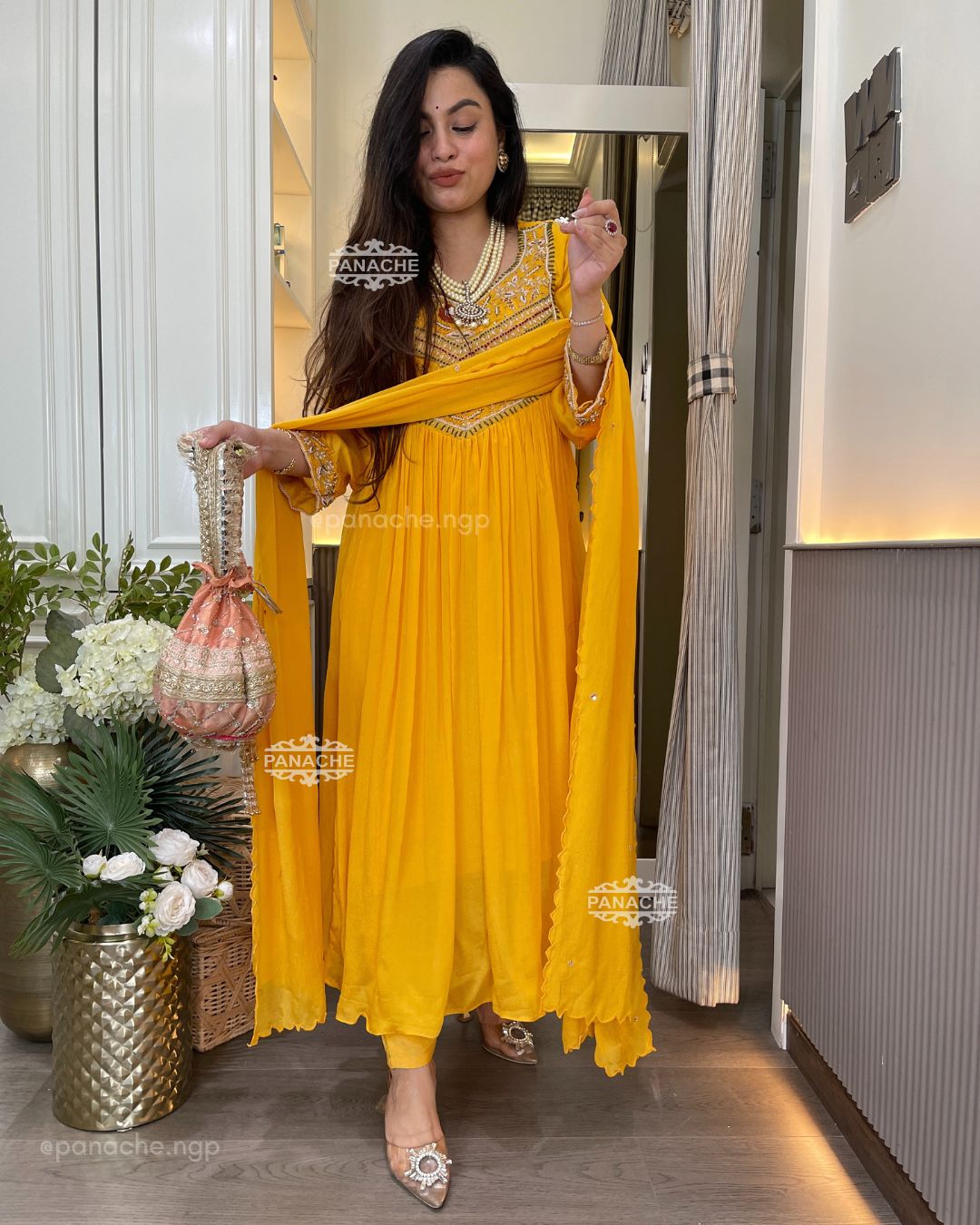 Turmeric yellow kurta pant set