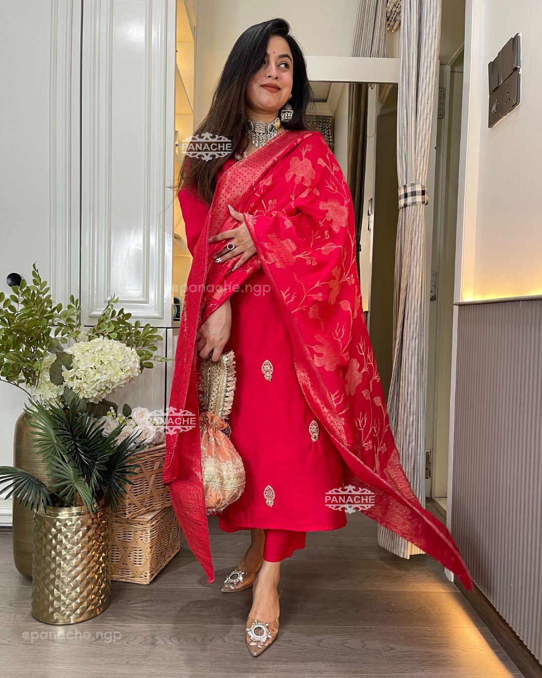 Sindoori red Pittan suit