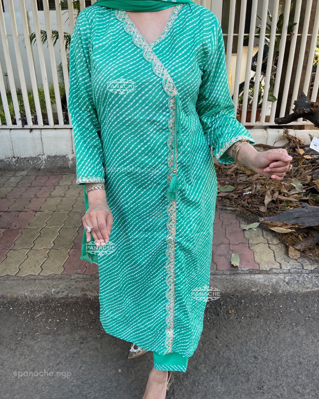 Angrakha Cotton leheriyan set