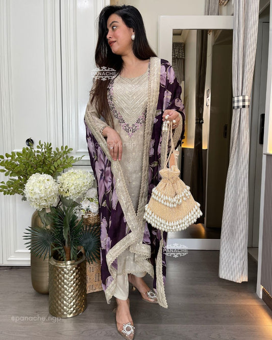 Semi formal floral purple set