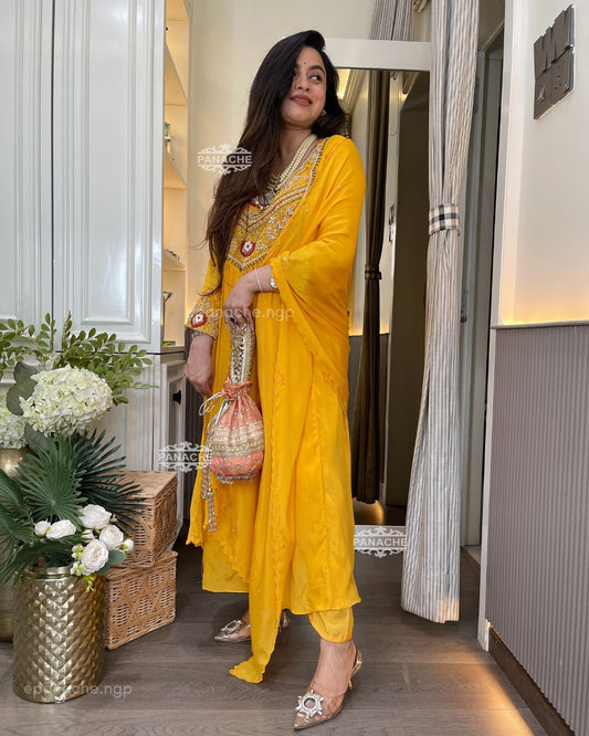 Turmeric yellow kurta pant set