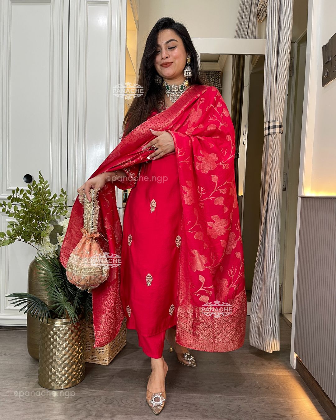 Sindoori red Pittan suit