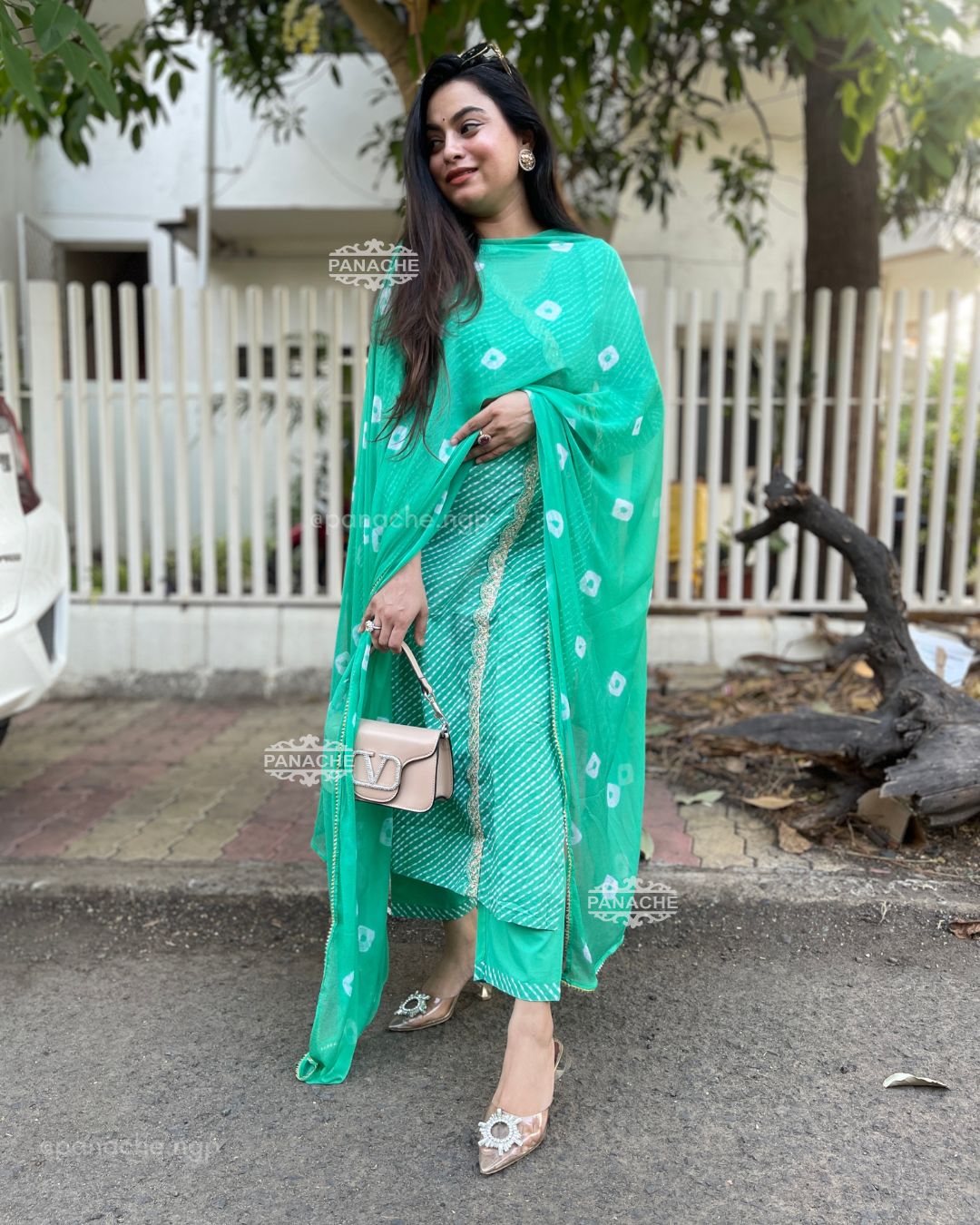 Angrakha Cotton leheriyan set