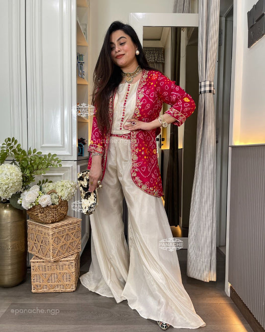 Indo western Bandhani set