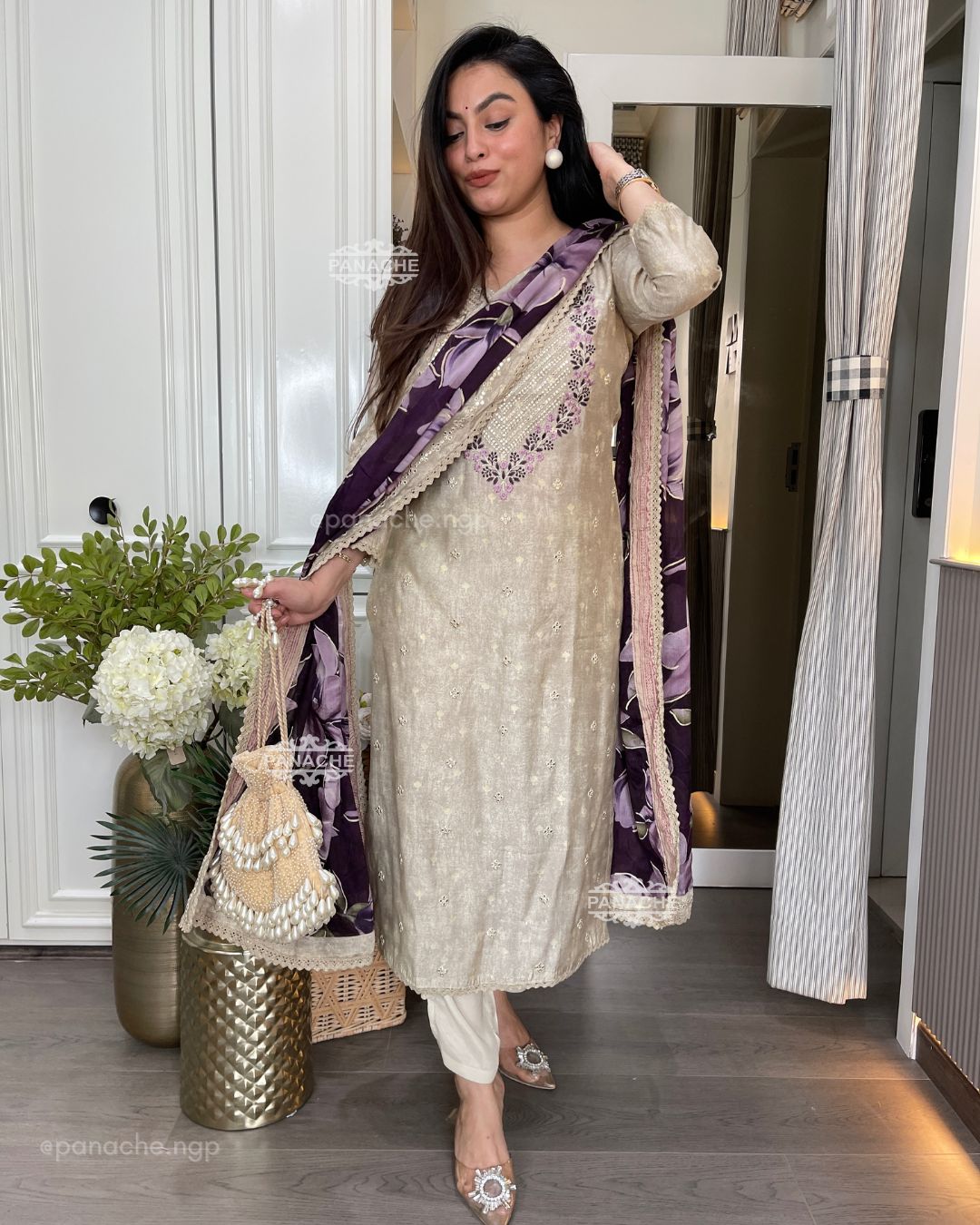 Semi formal floral purple set