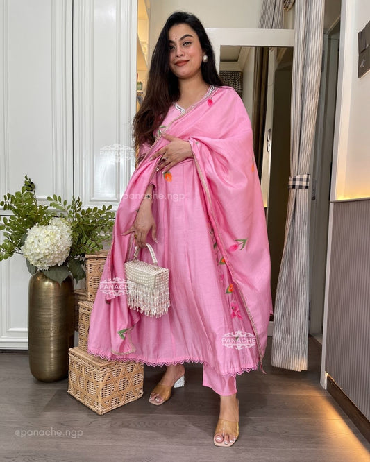 Lotus handpaint Anarkali set