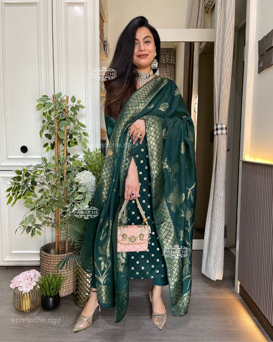 Banarasi green set