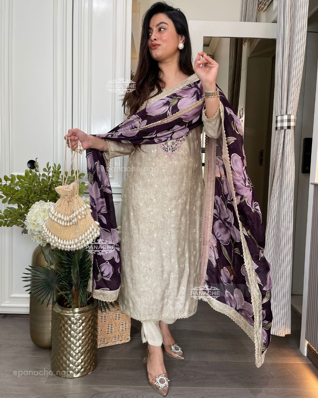 Semi formal floral purple set