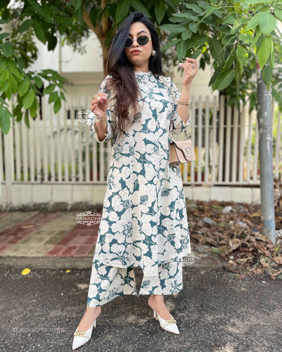 Print on print floral coord set