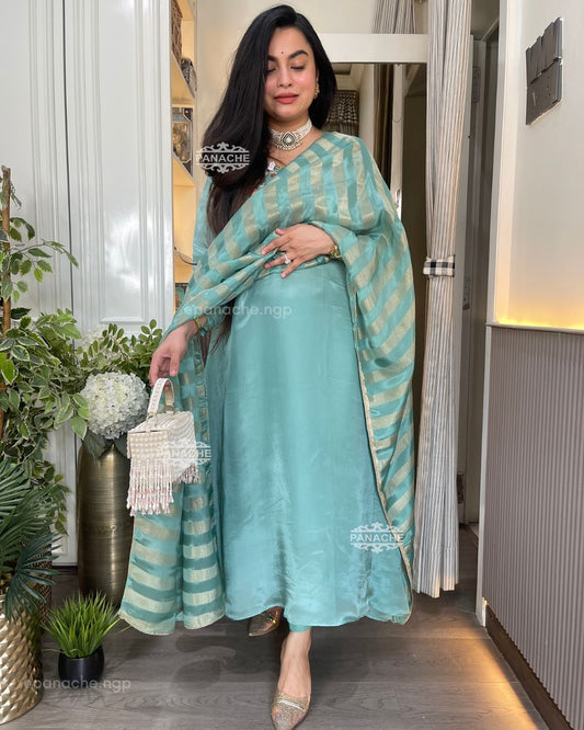 Mint Meher Anarkali set