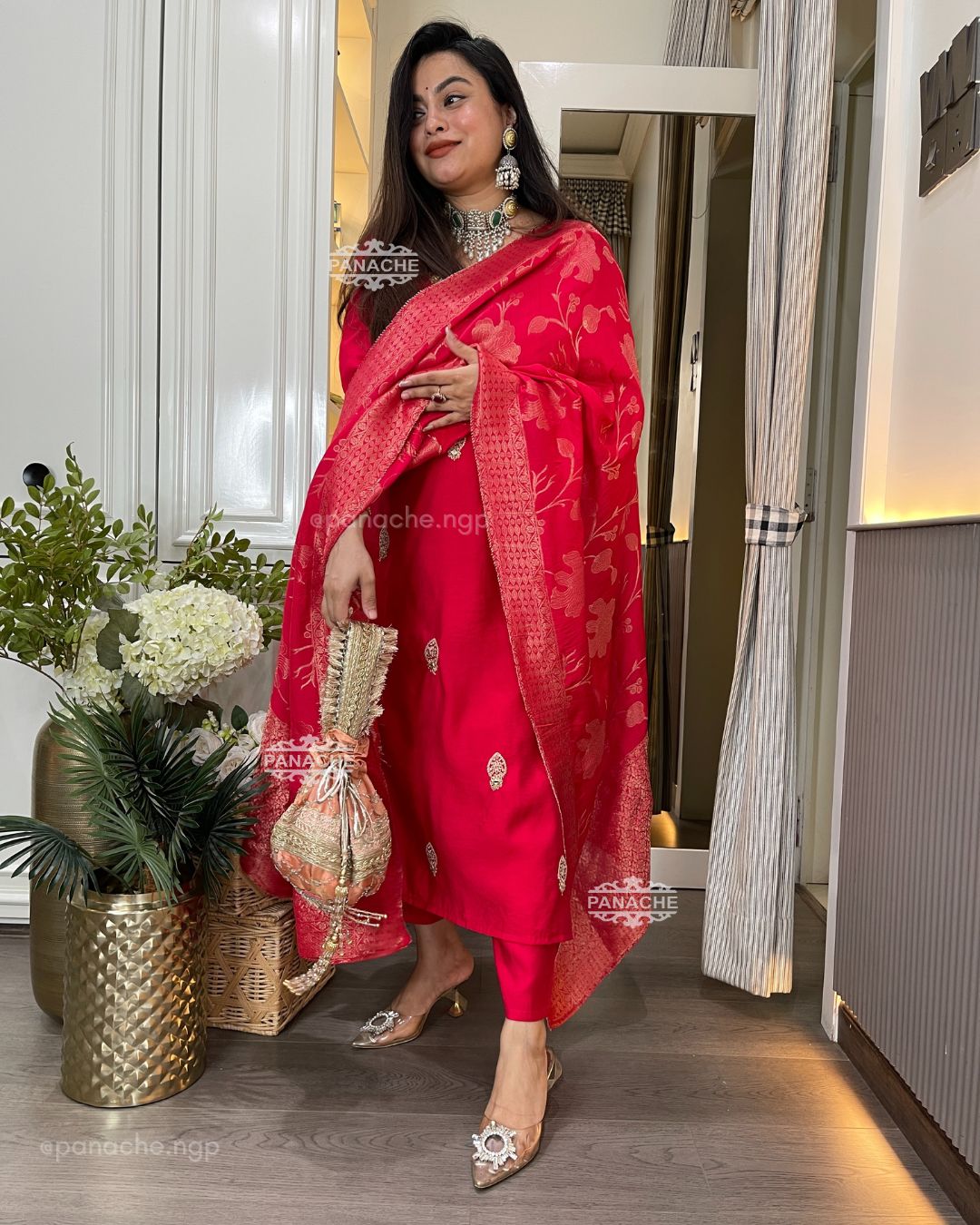 Sindoori red Pittan suit