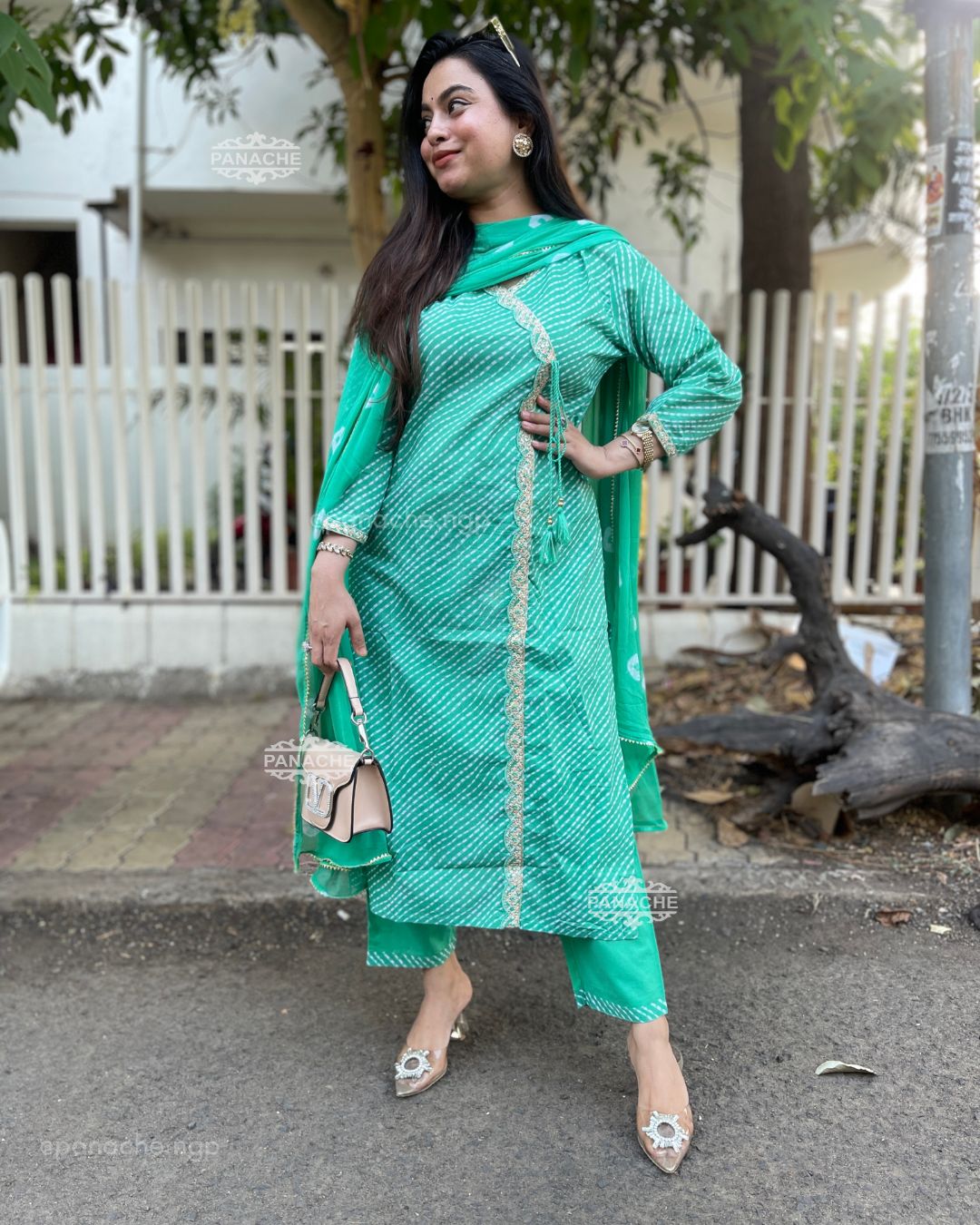 Angrakha Cotton leheriyan set